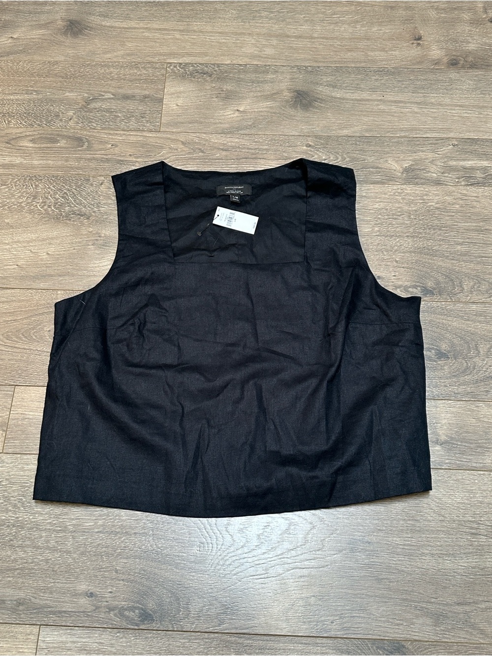 Banana Republic Black Square Linen Tank NWT
